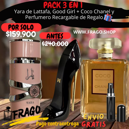 💎🔥 Pack 3 en 1 – Yara + Good Girl + Coco Chanel Elegante · Femenino · Seductor