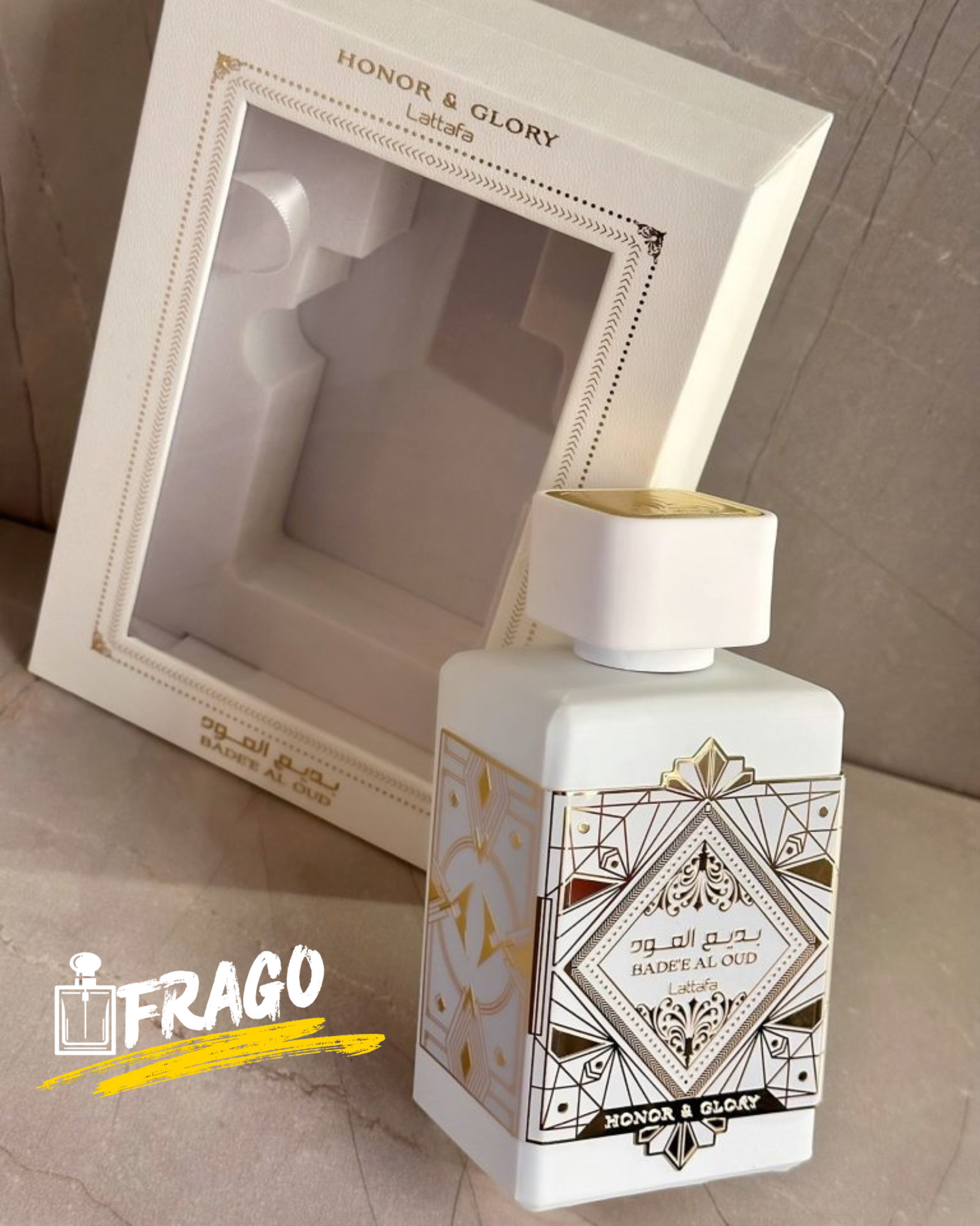 🤍✨ HONOR & GLORY – BADE’E AL OUD LATTAFA CALIDAD PREMIUM | Unisex · Árabe Dulce · Elegante · Irresistible