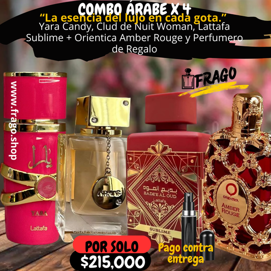 💎🔥 Combo Árabe x4 – “La esencia del lujo en cada gota” Dulce · Intenso · Seductor