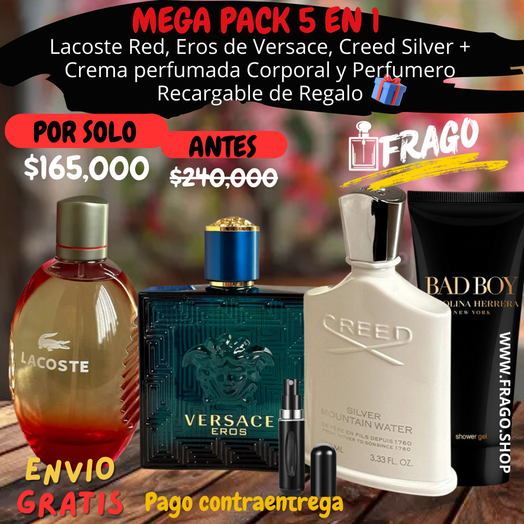 💎🔥 Mega Pack 5 en 1 – Potencia, frescura y seducción Fresco · Intenso · Masculino