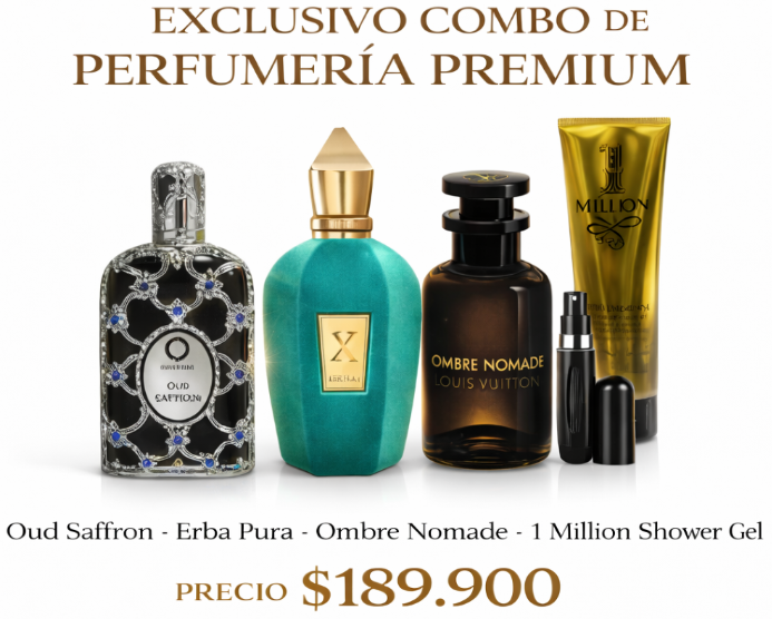 💎🔥 Combo Exclusivo Oud Saffron + Erba Pura + Ombre Nomade Intenso · Dulce · Lujoso