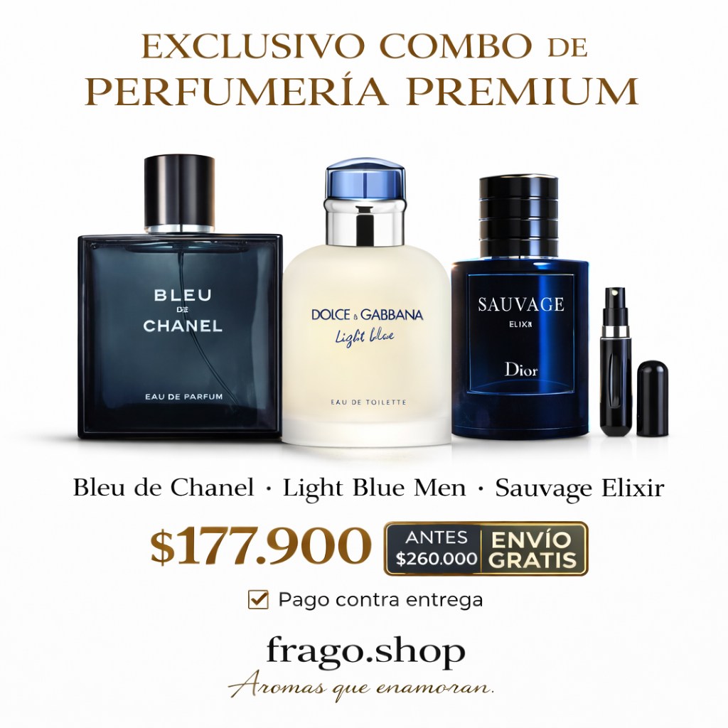 💎🔥 Combo Exclusivo Bleu + Light Blue + Sauvage Elixir Fresco · Intenso · Poderoso